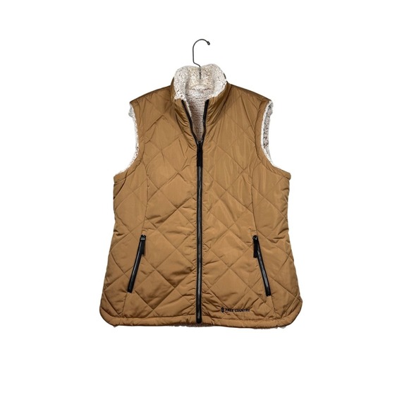 Free Country Stratus Lite Women's Gold Polyester Reversible Vest, Camel Size L - Picture 2 of 7